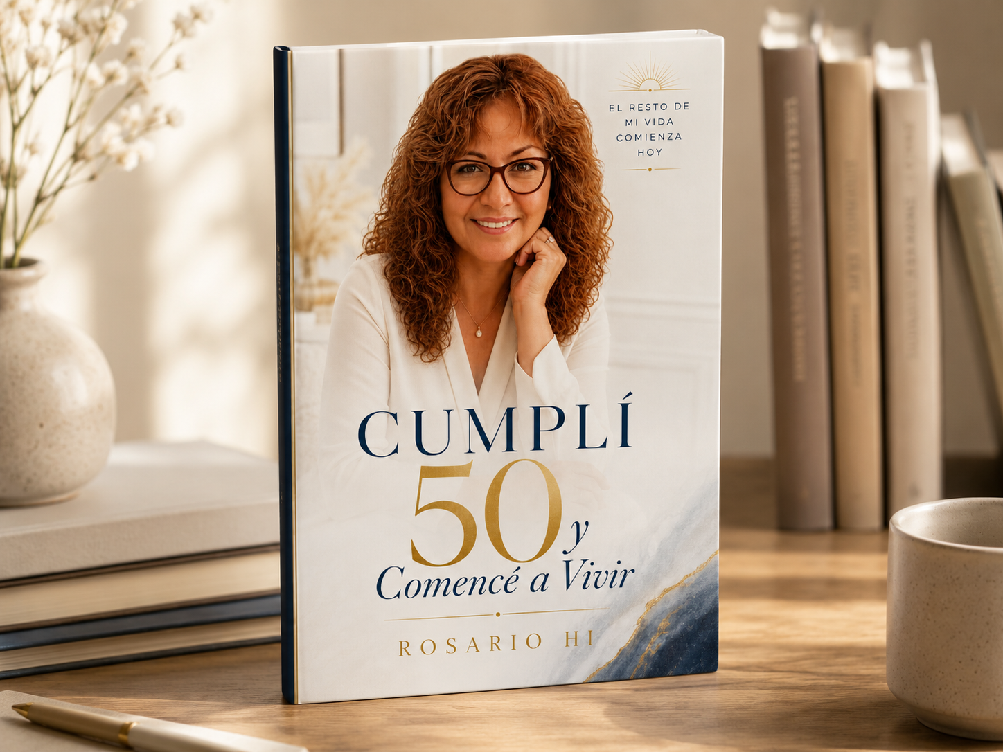 Mockup 3D del libro Cumplí 50 y Comencé a Vivir